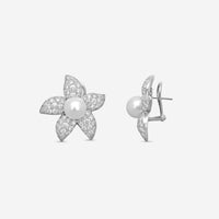 Suna Brothers Platinum Diamond & South Sea Pearl Earrings E2225SSP