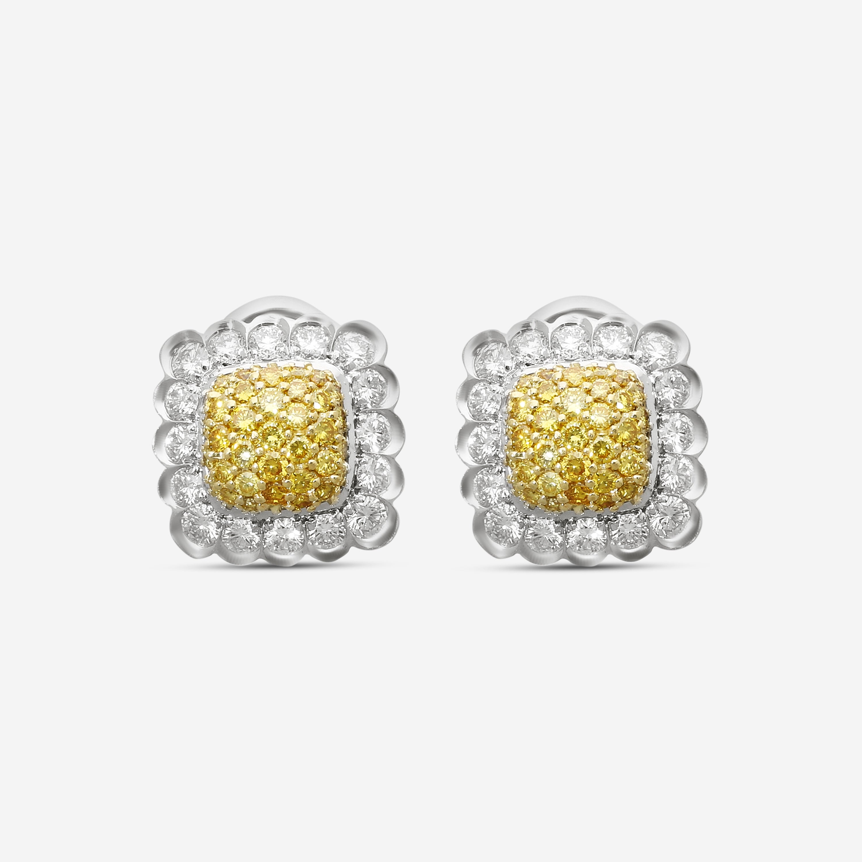 Suna Brothers Platinum & 18K Yellow Gold Canary Diamond Earrings E2271CT