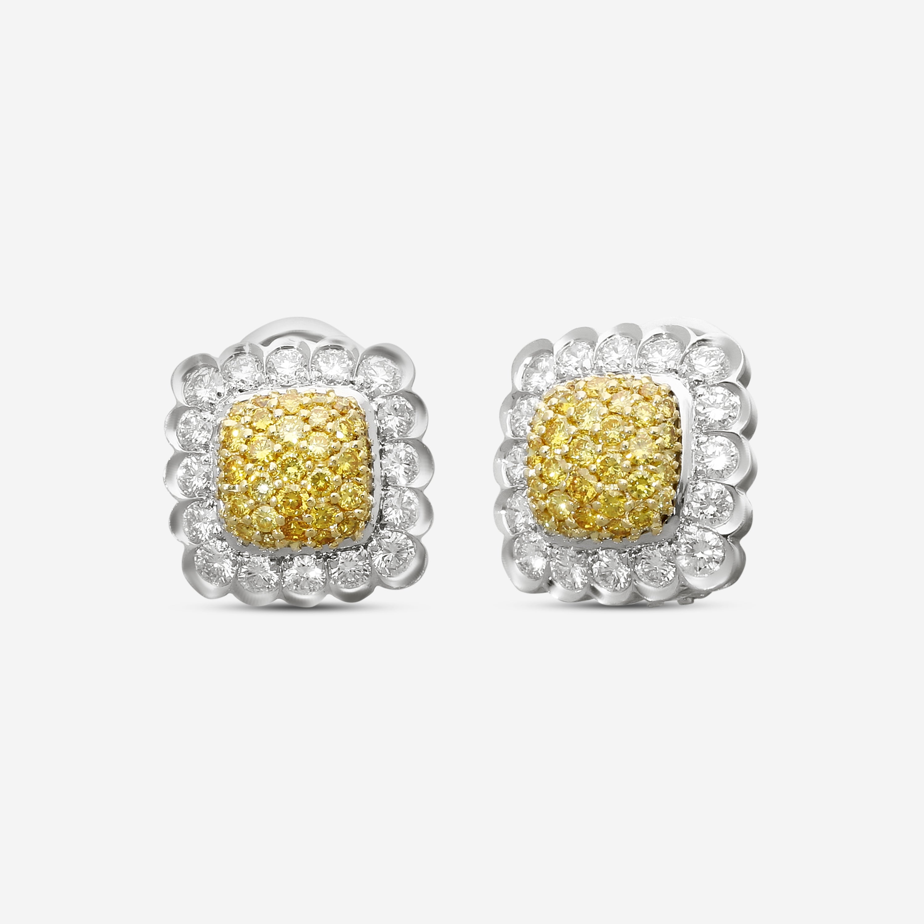 Suna Brothers Platinum & 18K Yellow Gold Canary Diamond Earrings E2271CT