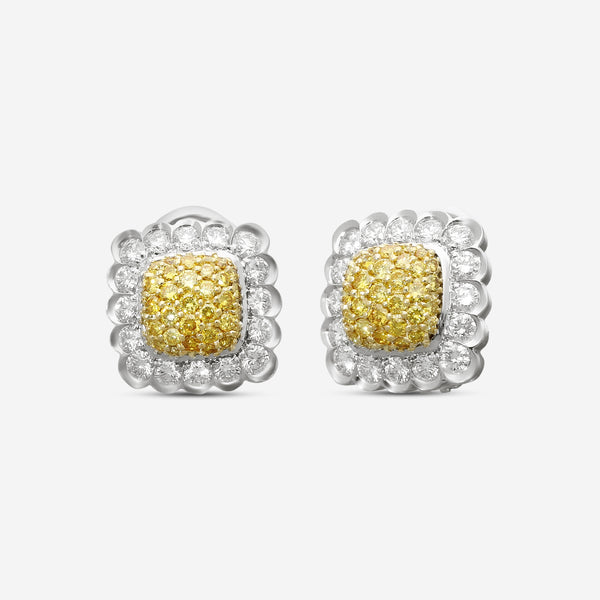 Suna Brothers Platinum & 18K Yellow Gold Canary Diamond Earrings E2271CT