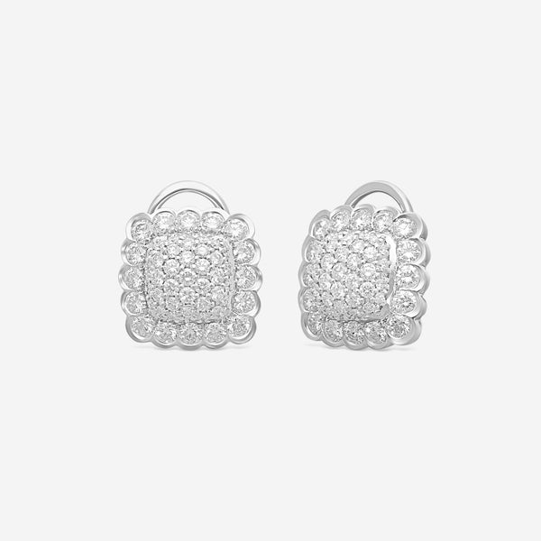 Suna Brothers Platinum Diamond Scallop Earrings E2271P