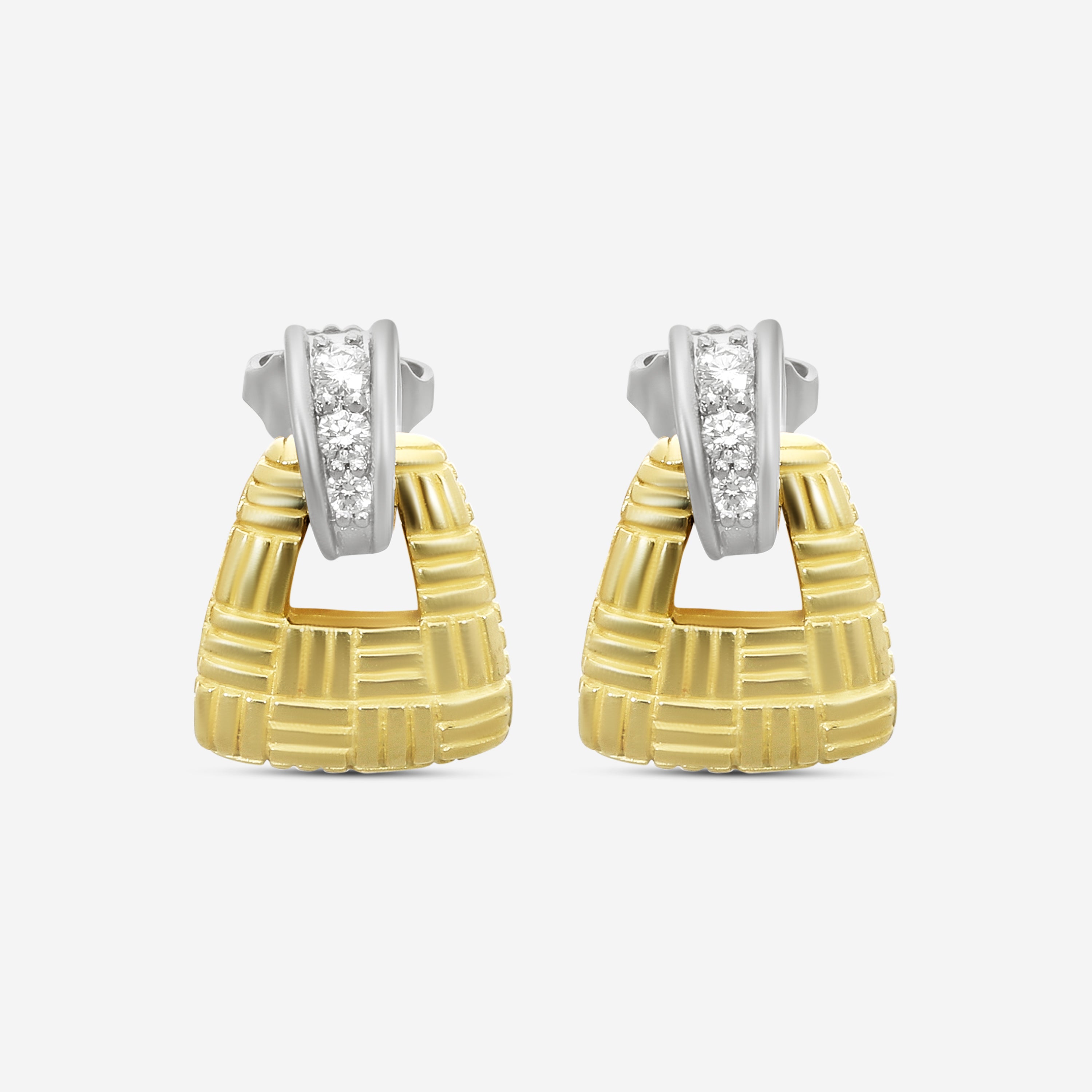 Suna Brothers 18K Yellow Gold & Platinum Diamond Parquet Earrings E2321T