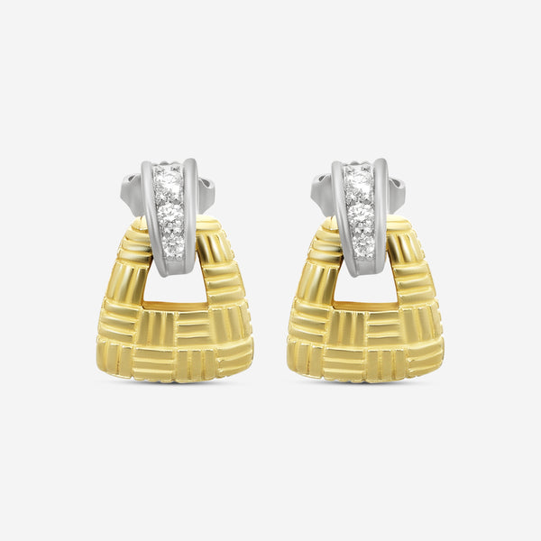 Suna Brothers 18K Yellow Gold & Platinum Diamond Parquet Earrings E2321T