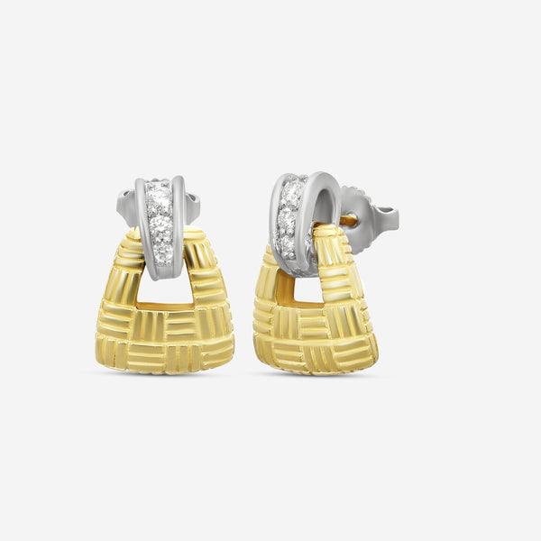 Suna Brothers 18K Yellow Gold & Platinum Diamond Parquet Earrings E2321T