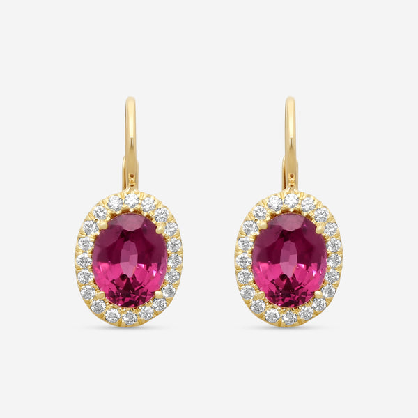 Suna Brothers 18K Yellow Gold Rhodolite & Diamond Earrings E2528RHY-LB