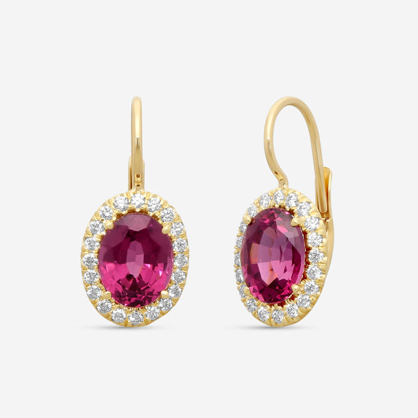 Suna Brothers 18K Yellow Gold Rhodolite & Diamond Earrings E2528RHY-LB