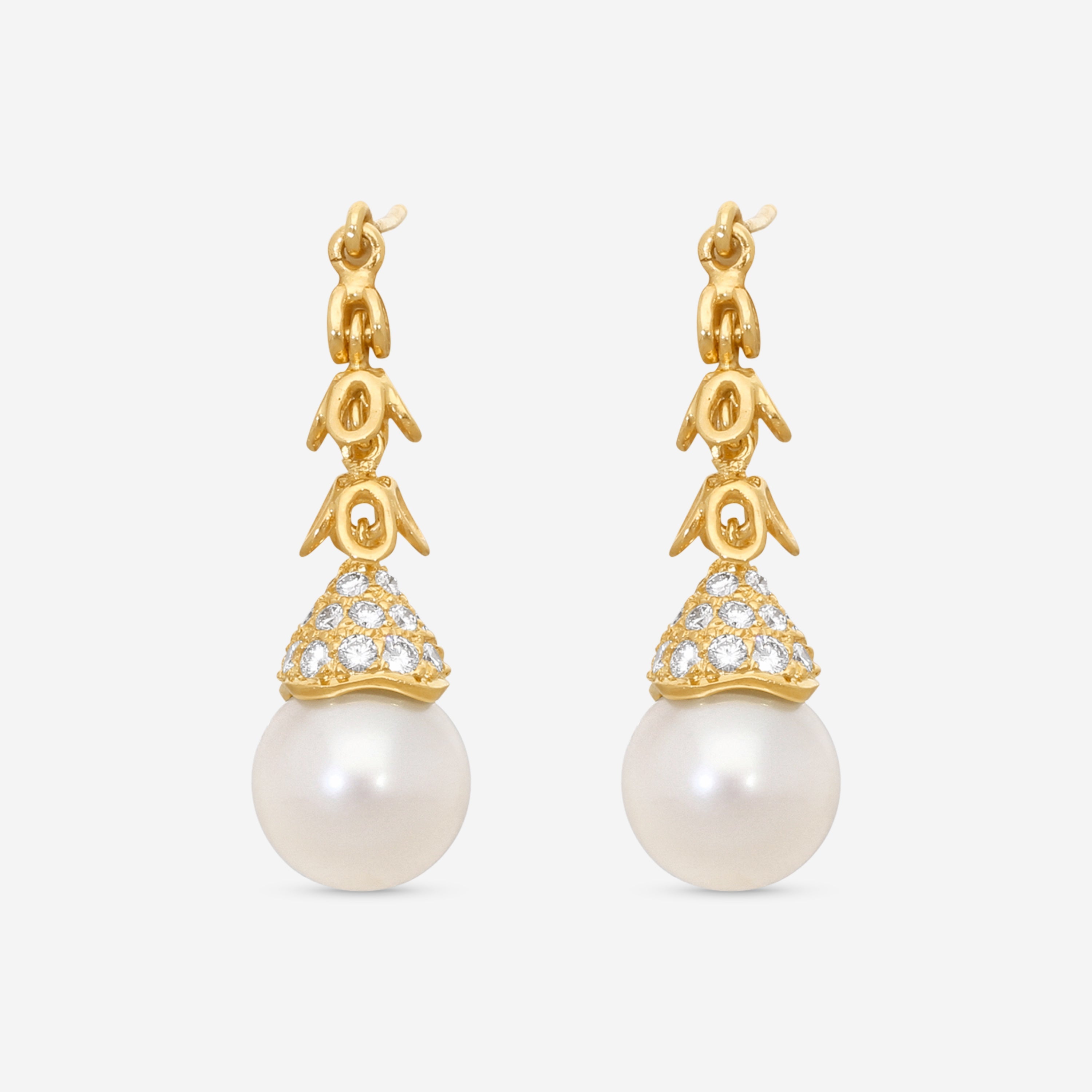 ASSAEL - 18k Yellow Gold, Freshwater Pearl Earrings (Gross: 10.74 gr.; DIA: 1.36 ct. twd. / PRL: 10.5 x 11.0mm (FW)) - E2820 - THE SOLIST