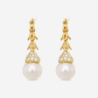 ASSAEL - 18k Yellow Gold, Freshwater Pearl Earrings (Gross: 10.74 gr.; DIA: 1.36 ct. twd. / PRL: 10.5 x 11.0mm (FW)) - E2820 - THE SOLIST