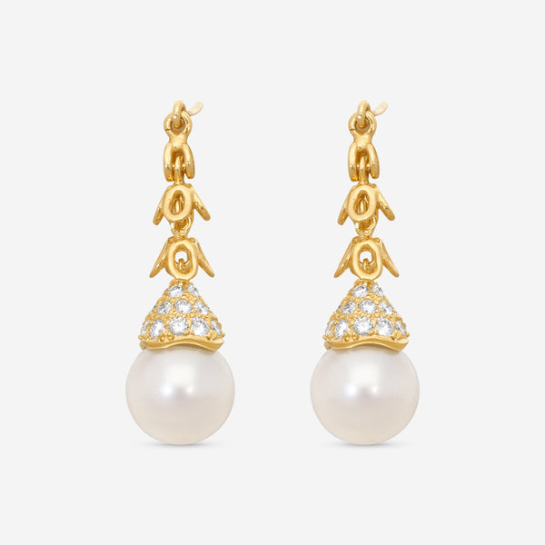 ASSAEL - 18k Yellow Gold, Freshwater Pearl Earrings (Gross: 10.74 gr.; DIA: 1.36 ct. twd. / PRL: 10.5 x 11.0mm (FW)) - E2820 - THE SOLIST
