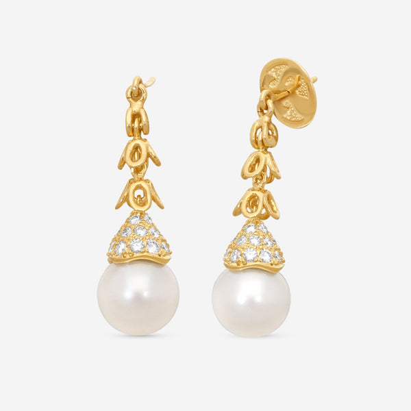 ASSAEL - 18k Yellow Gold, Freshwater Pearl Earrings (Gross: 10.74 gr.; DIA: 1.36 ct. twd. / PRL: 10.5 x 11.0mm (FW)) - E2820 - THE SOLIST