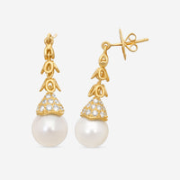 ASSAEL - 18k Yellow Gold, Freshwater Pearl Earrings (Gross: 10.74 gr.; DIA: 1.36 ct. twd. / PRL: 10.5 x 11.0mm (FW)) - E2820 - THE SOLIST
