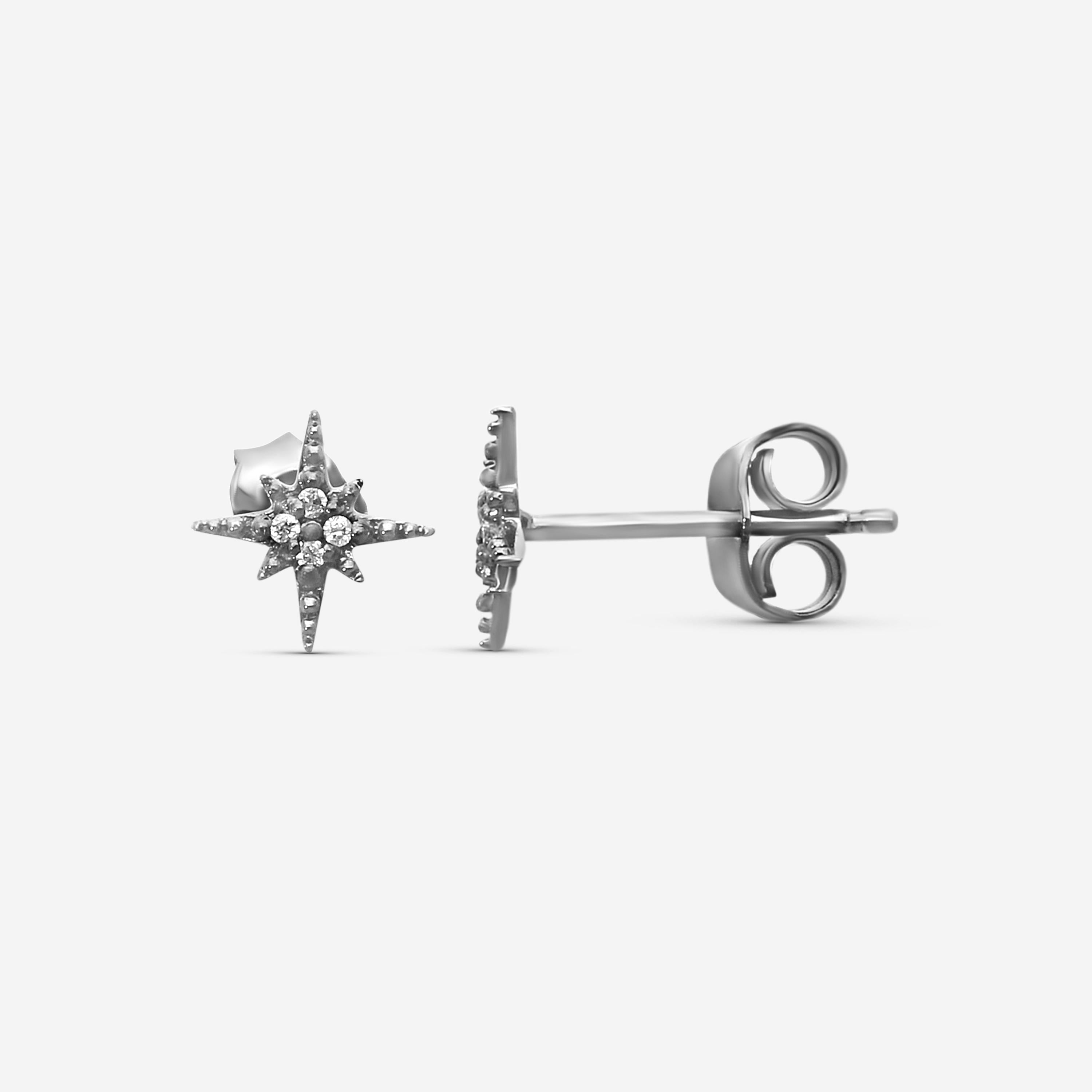 Sydney Evan 14K Blackened Gold Diamond Mini Starburst Stud Earrings E28486-B