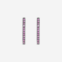 THE SOLIST Sydney Evan 14K rose gold bar stud earrings featuring round pink sapphires with blackened rhodium accents.