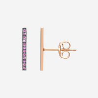 THE SOLIST Sydney Evan 14K rose gold bar stud earrings featuring pink sapphires with blackened rhodium accents.