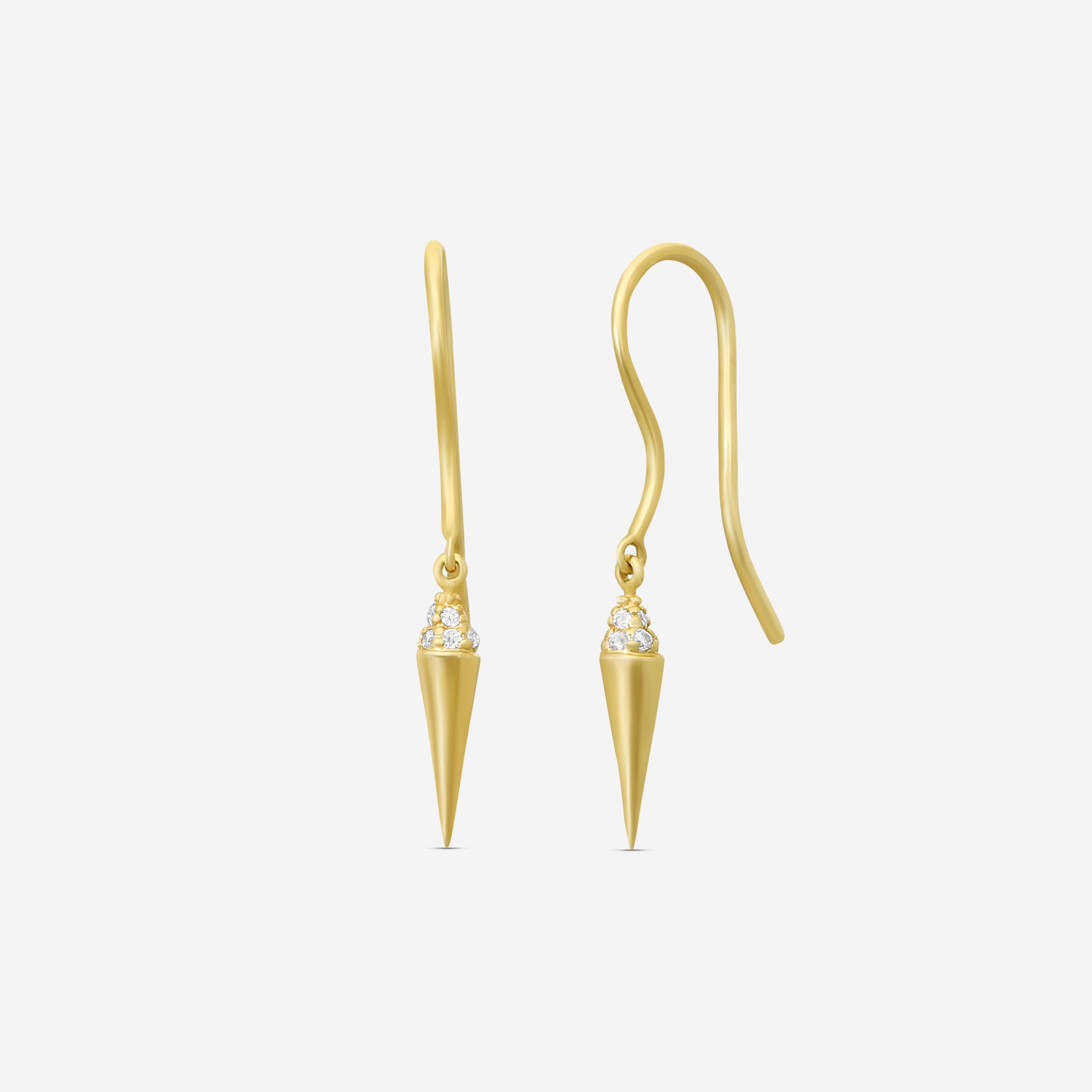 Sydney Evan Mini Spike 14K Yellow Gold Diamond Drop Earrings E30824-Y