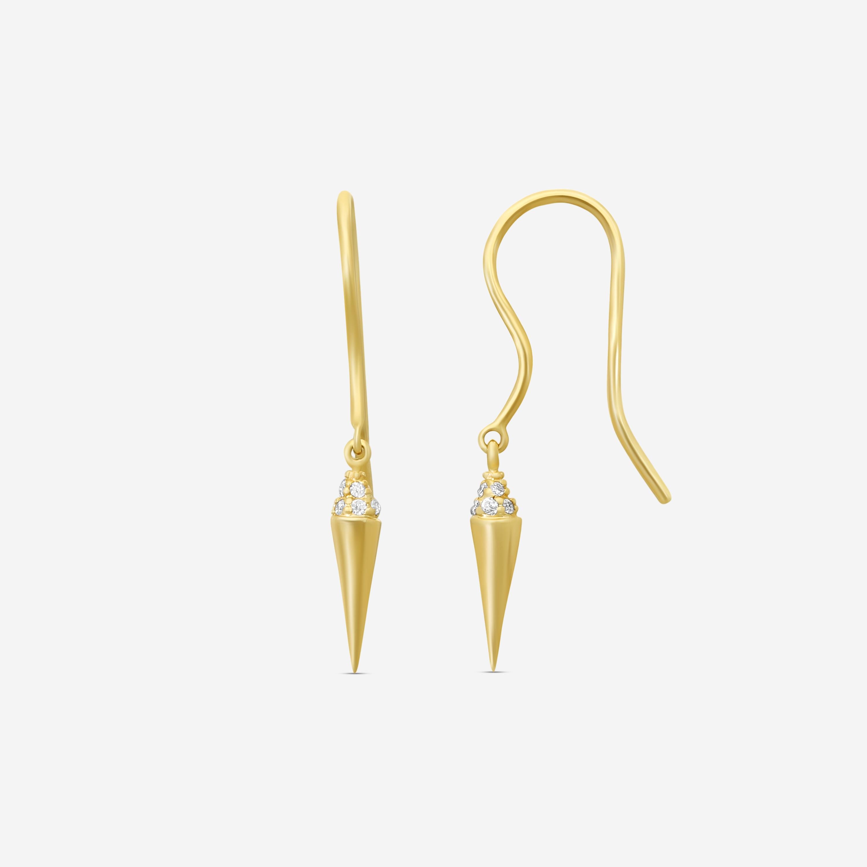 Sydney Evan Mini Spike 14K Yellow Gold Diamond Drop Earrings E30824-Y