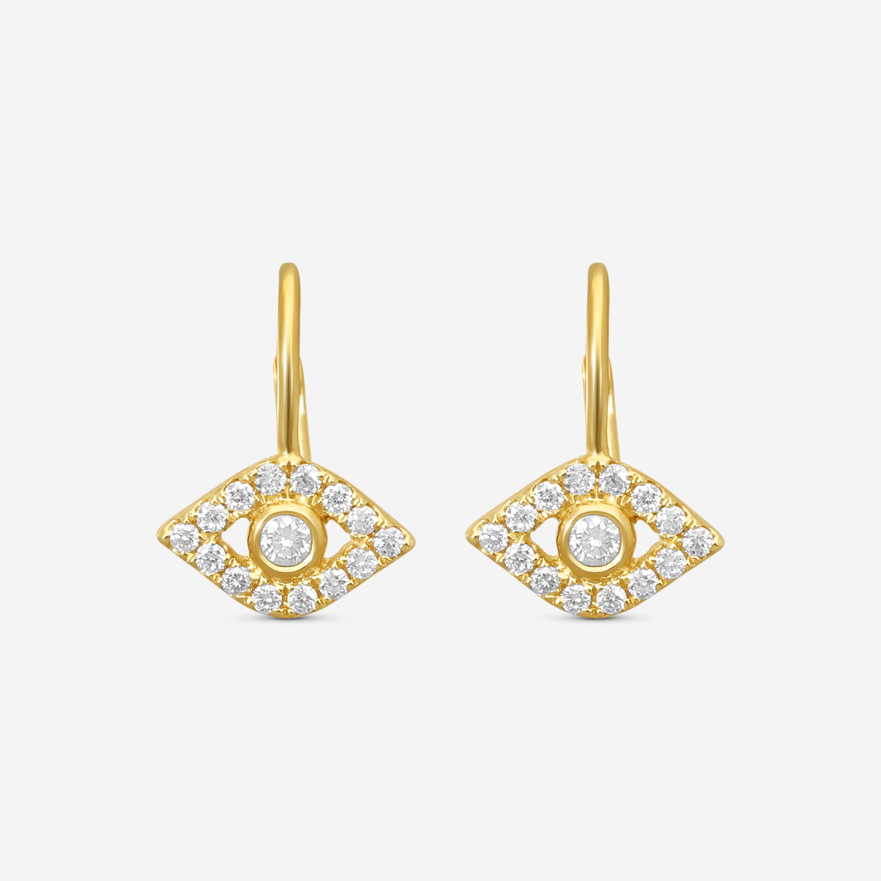Sydney Evan Bezel Protective Eye 14K Yellow Gold Diamond Drop Earrings E35954-Y