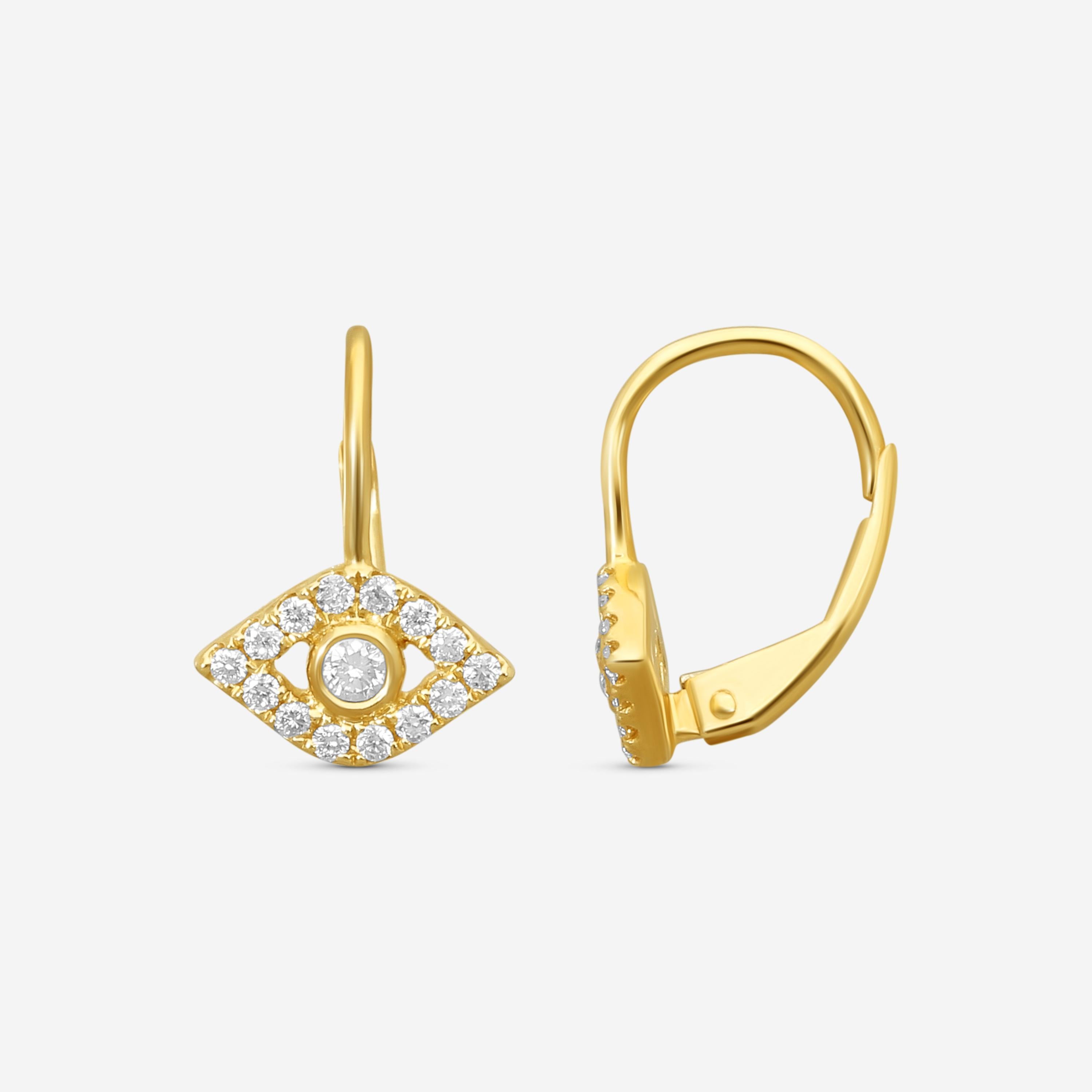 Sydney Evan Bezel Protective Eye 14K Yellow Gold Diamond Drop Earrings E35954-Y
