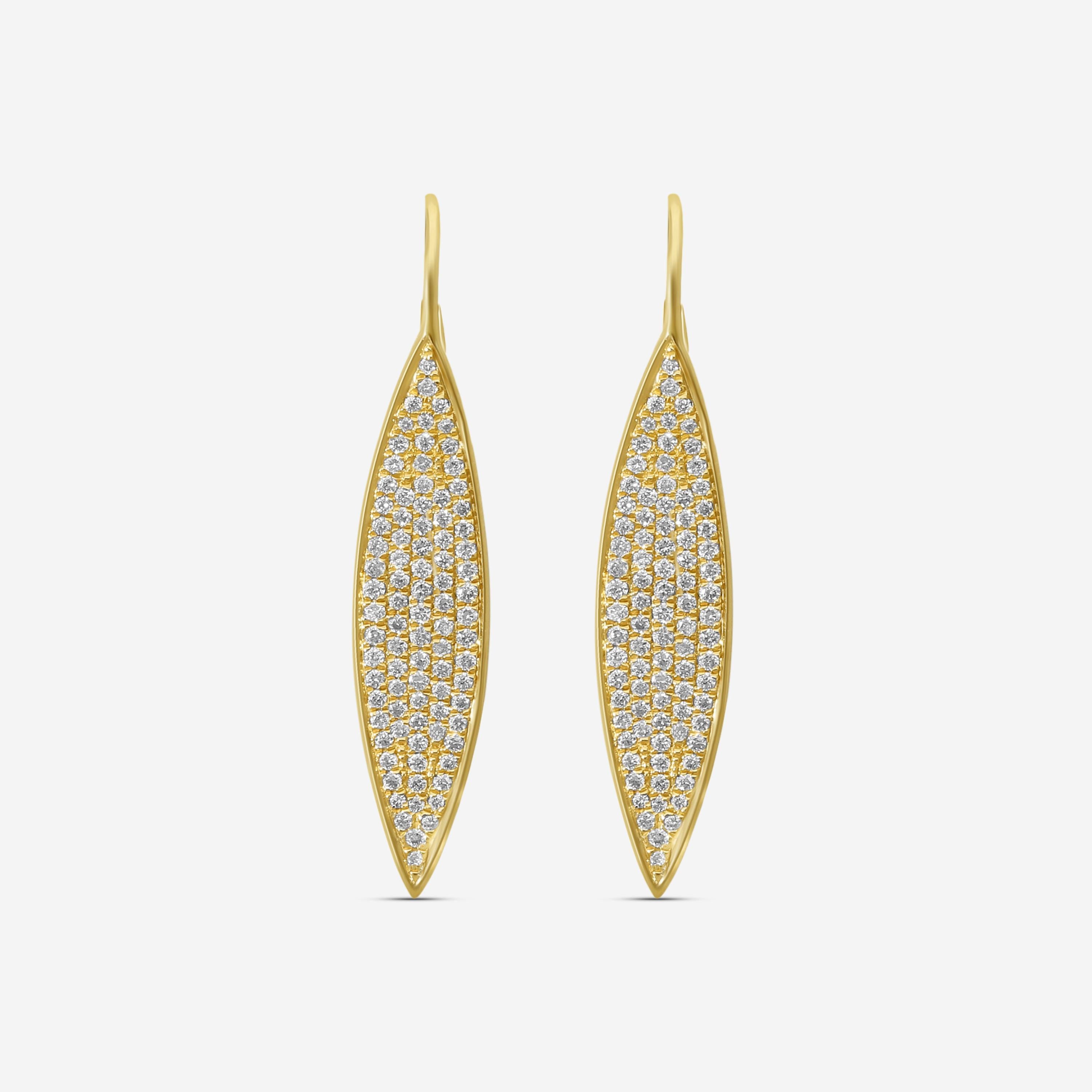 Sydney Evan 14K Yellow Gold Diamond Pavé Elongated Marquise Drop Earrings E36118-Y