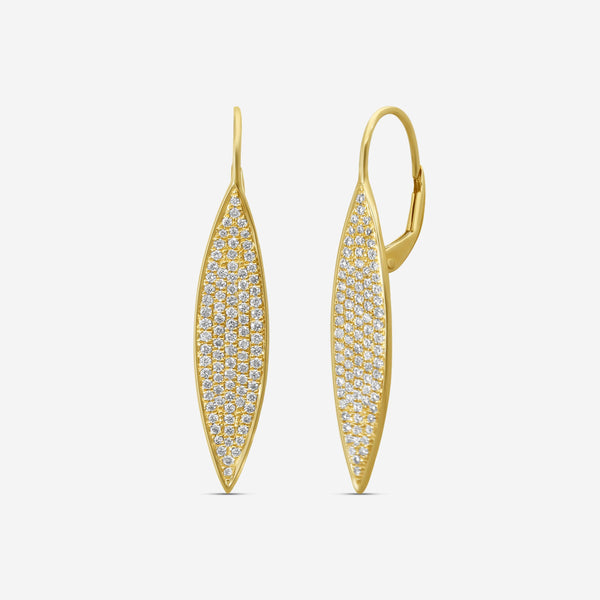 Sydney Evan 14K Yellow Gold Diamond Pavé Elongated Marquise Drop Earrings E36118-Y