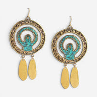 Devon Leigh 18K Yellow Gold Plated Brass Turquoise Dangle Earrings E3829