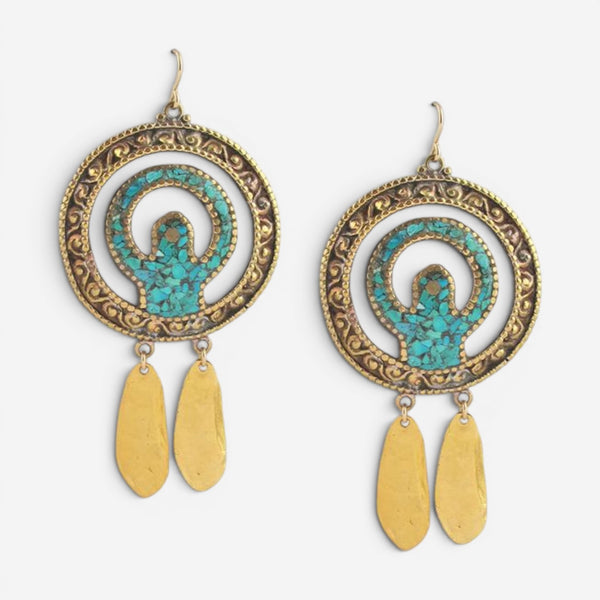 Devon Leigh 18K Yellow Gold Plated Brass Turquoise Dangle Earrings E3829