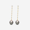 ASSAEL - Tahitian Natural Color Cultured Pearl and Diamond Earrings; 2 Drop Pearls 14.5 x 12.1mm, 14 Diamonds 1.40 ct, Post & Backs, 18K YG - E3925 - THE SOLIST