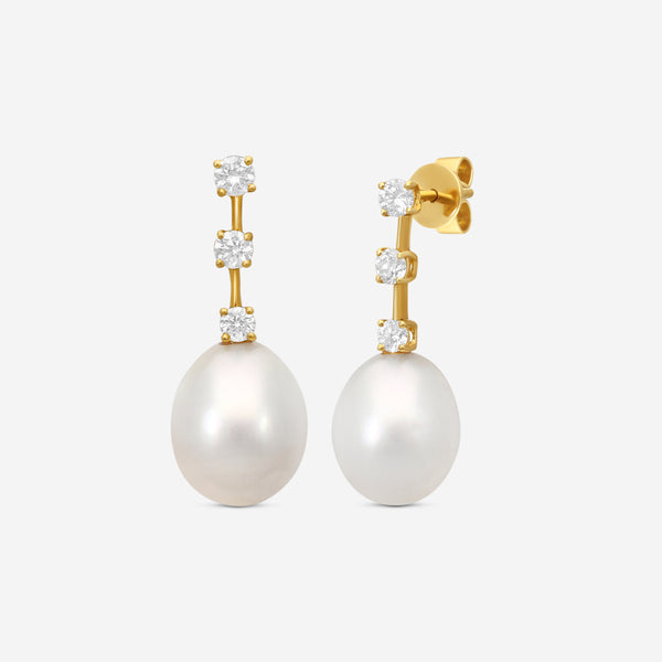 Assael 18K Yellow Gold Diamond & South Sea Cultured Pearl Drop Earrings E3944 - THE SOLIST