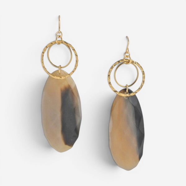 Devon Leigh 14K Yellow Gold Filled & Buffalo Horn Dangle Earrings E3983