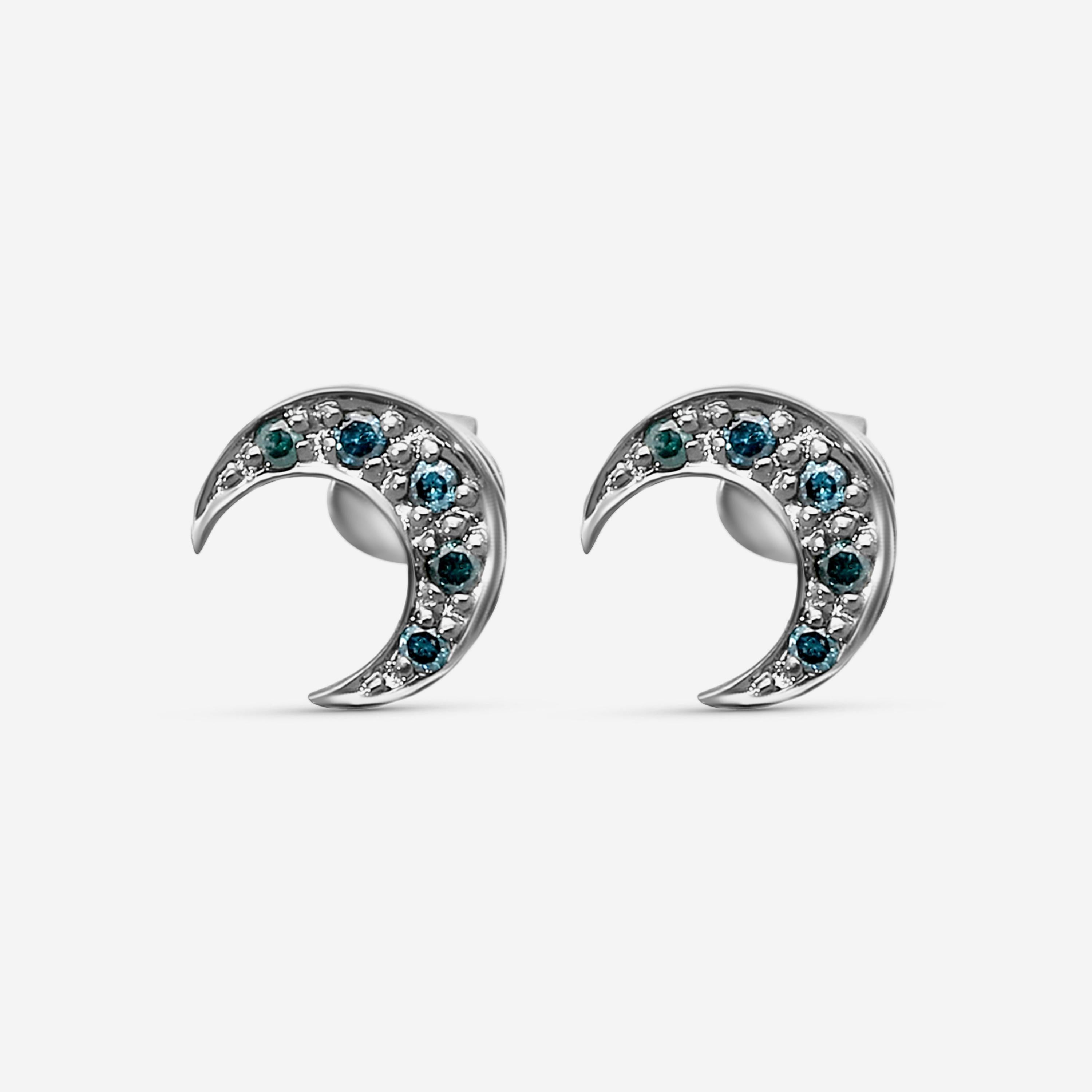 Sydney Evan Pavé Moon 14K Blackened Gold Diamond Stud Earrings E5038TB-B