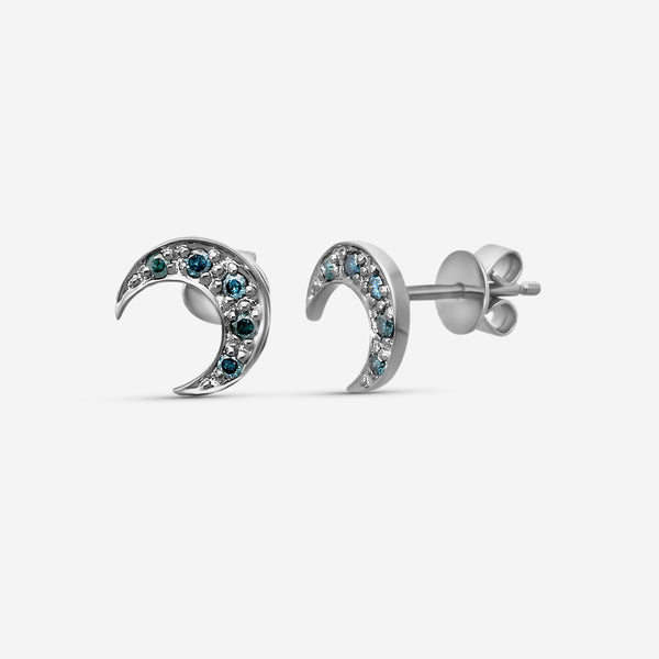 Sydney Evan Pavé Moon 14K Blackened Gold Diamond Stud Earrings E5038TB-B