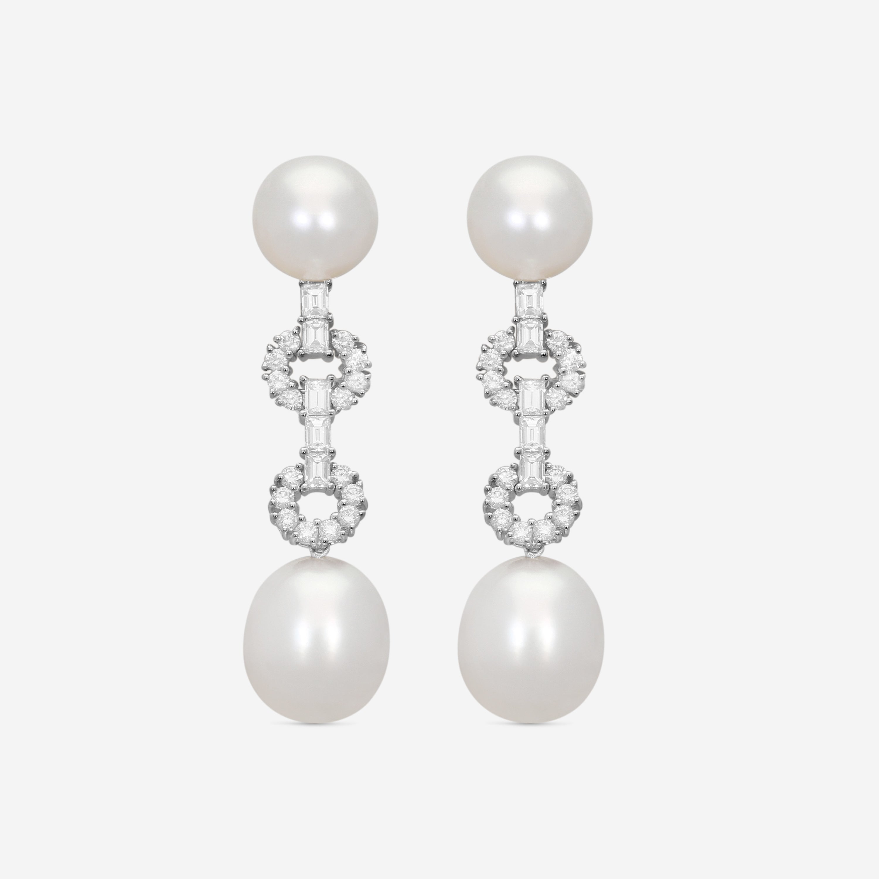 Assael 18K White Gold South Sea Cultured Pearl and Diamond Drop Earrings E5053 - THE SOLIST
