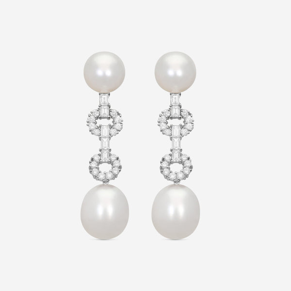 Assael 18K White Gold South Sea Cultured Pearl and Diamond Drop Earrings E5053 - THE SOLIST