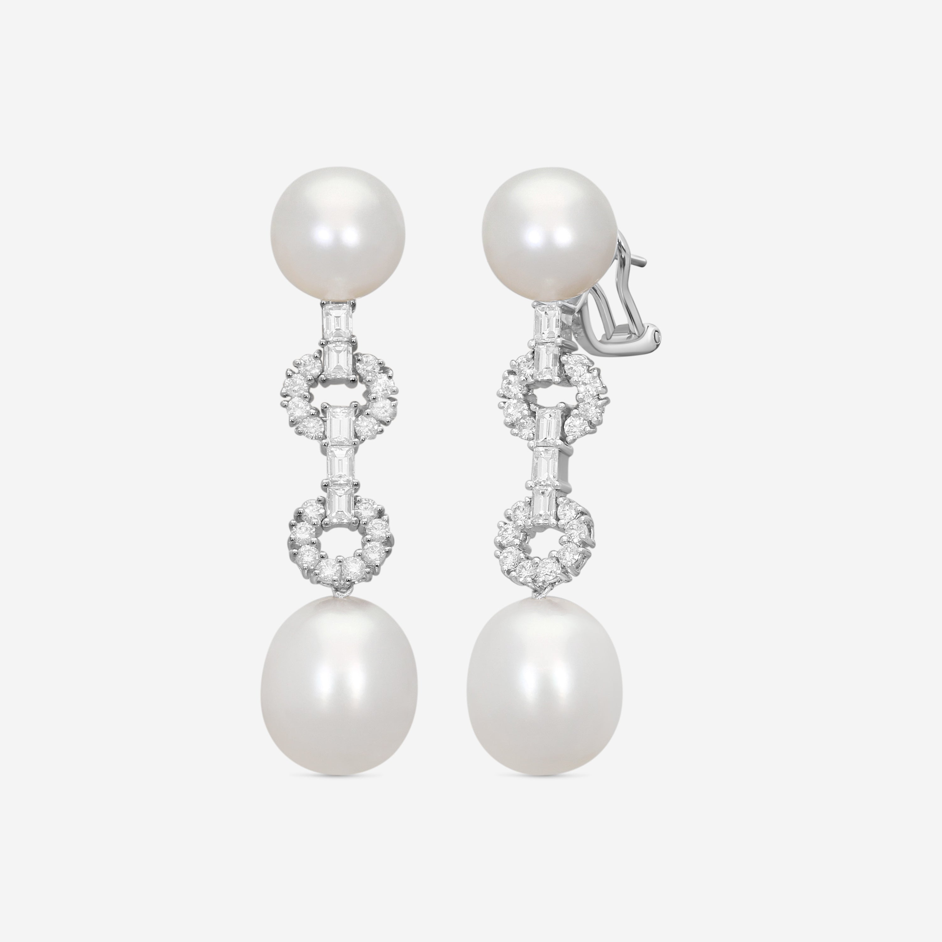 Assael 18K White Gold South Sea Cultured Pearl and Diamond Drop Earrings E5053 - THE SOLIST