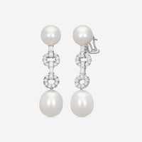 Assael 18K White Gold South Sea Cultured Pearl and Diamond Drop Earrings E5053 - THE SOLIST