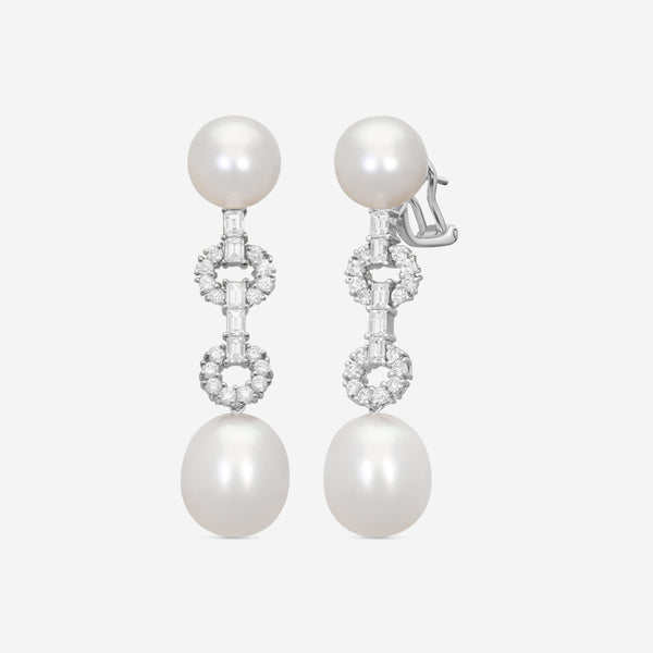 Assael 18K White Gold South Sea Cultured Pearl and Diamond Drop Earrings E5053 - THE SOLIST