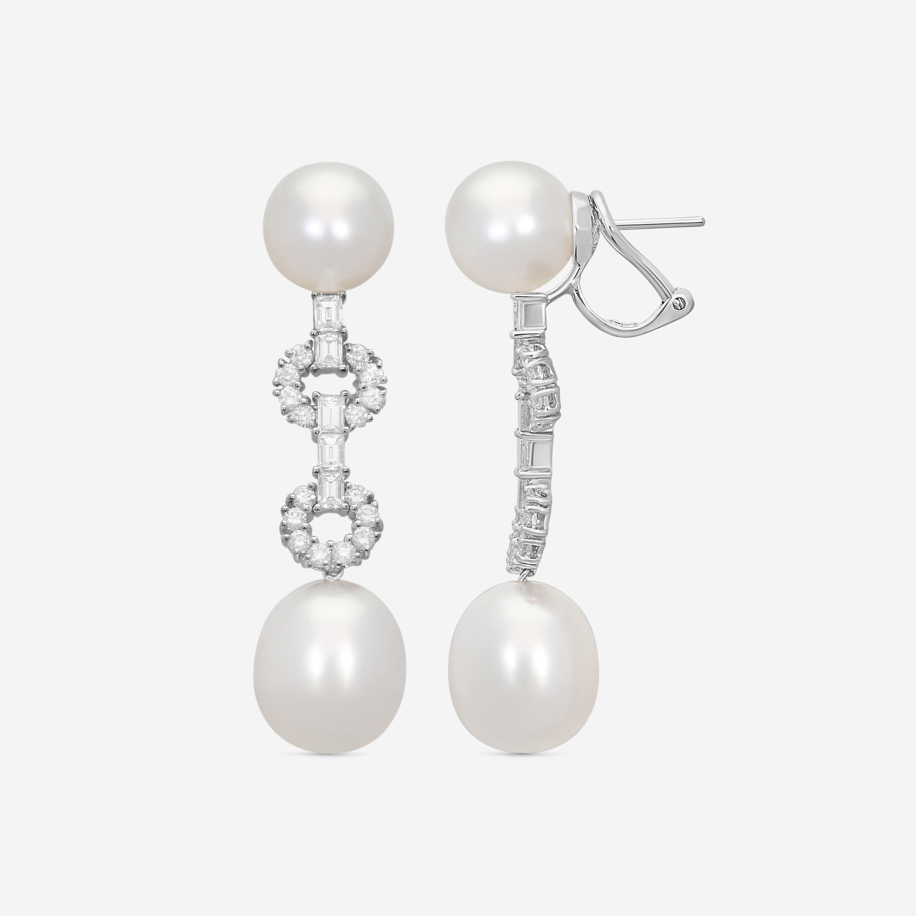 Assael 18K White Gold South Sea Cultured Pearl and Diamond Drop Earrings E5053 - THE SOLIST