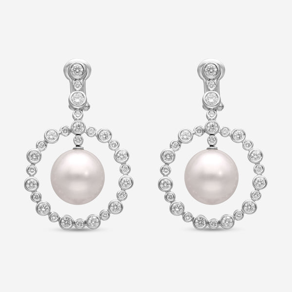 Assael 18K White Gold Diamond 2.54ct. tw. and South Sea Pearl Drop Earrings E5409 - THE SOLIST