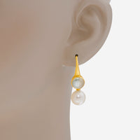 Assael 18K Yellow Gold, Green Moonstone 5.25ct. tw. and Freshwater Pearl Drop Earrings E5604 - THE SOLIST