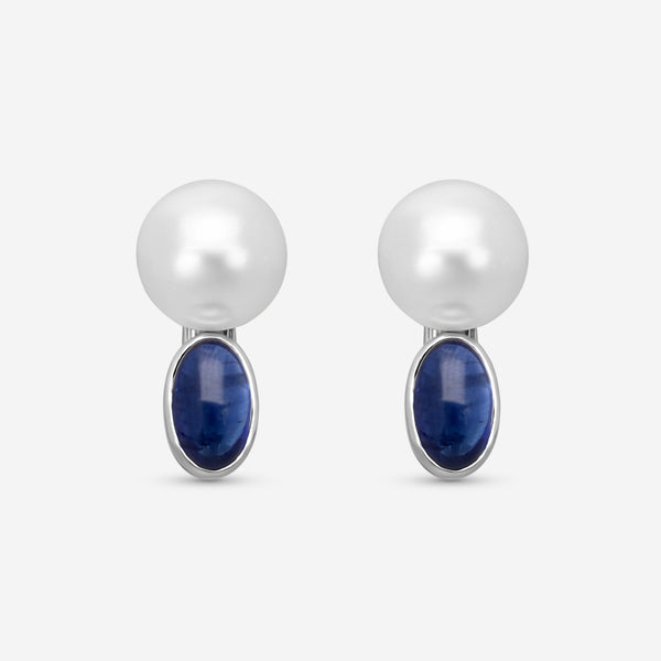 Assael Platinum South Sea Pearl & Sapphire Clip-On Earrings E5804