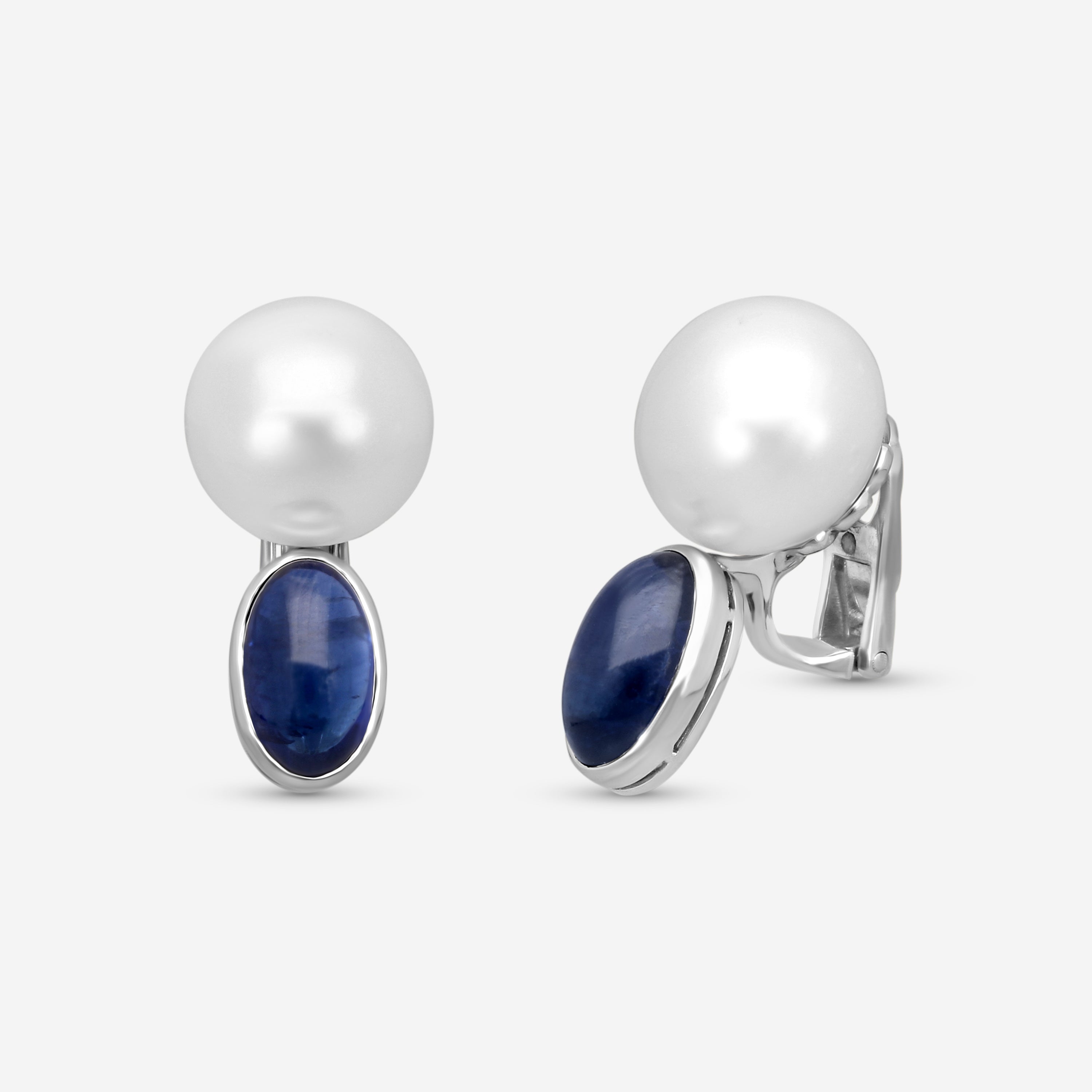 Assael Platinum South Sea Pearl & Sapphire Clip-On Earrings E5804 - THE SOLIST