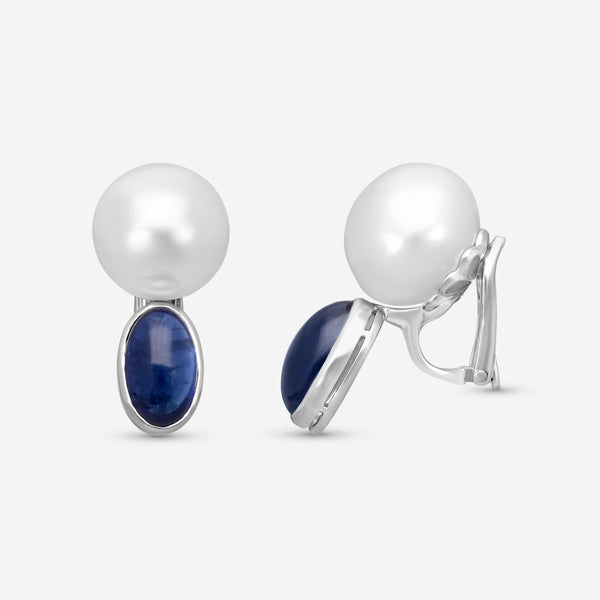 Assael Platinum South Sea Pearl & Sapphire Clip-On Earrings E5804