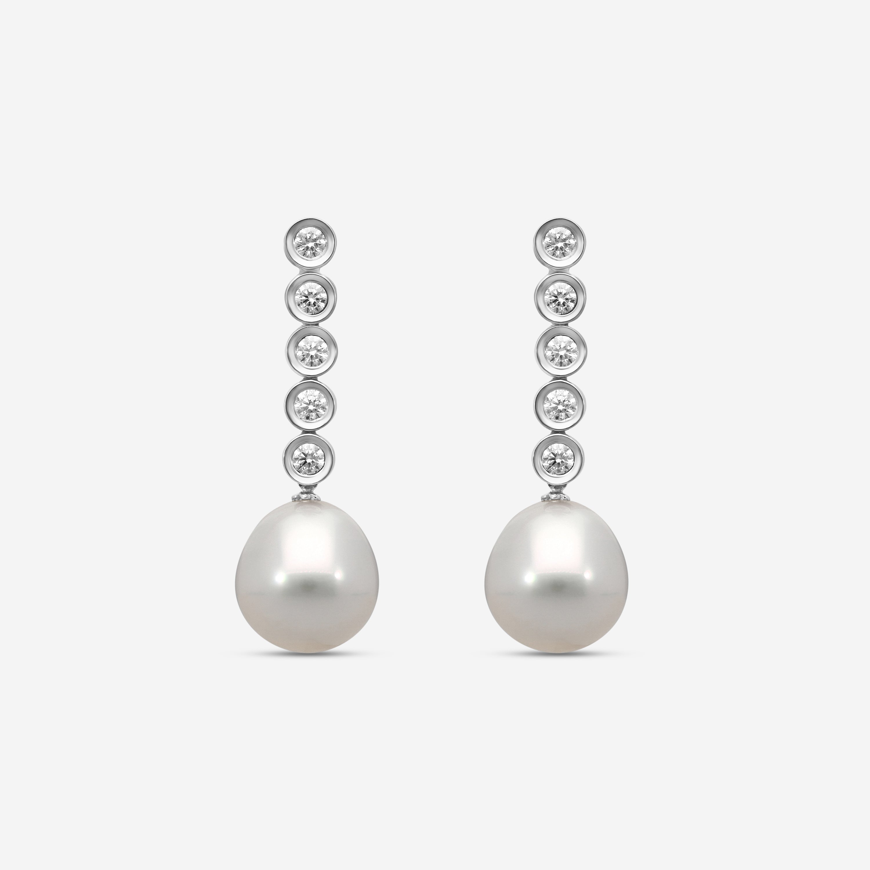 Assael 18K White Gold Diamond & South Sea Cultured Pearl Drop Earrings E5898 - THE SOLIST