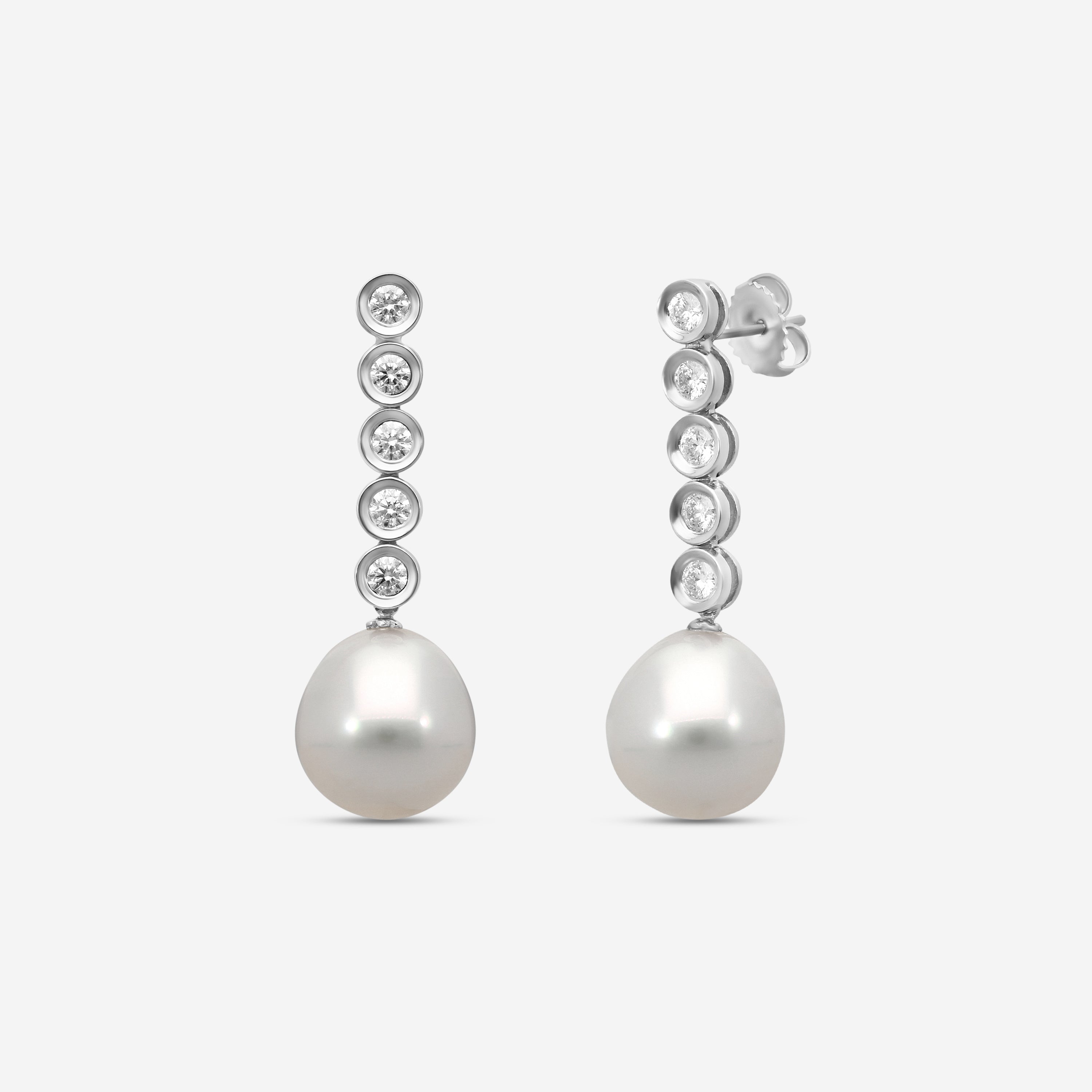 Assael 18K White Gold Diamond & South Sea Cultured Pearl Drop Earrings E5898 - THE SOLIST