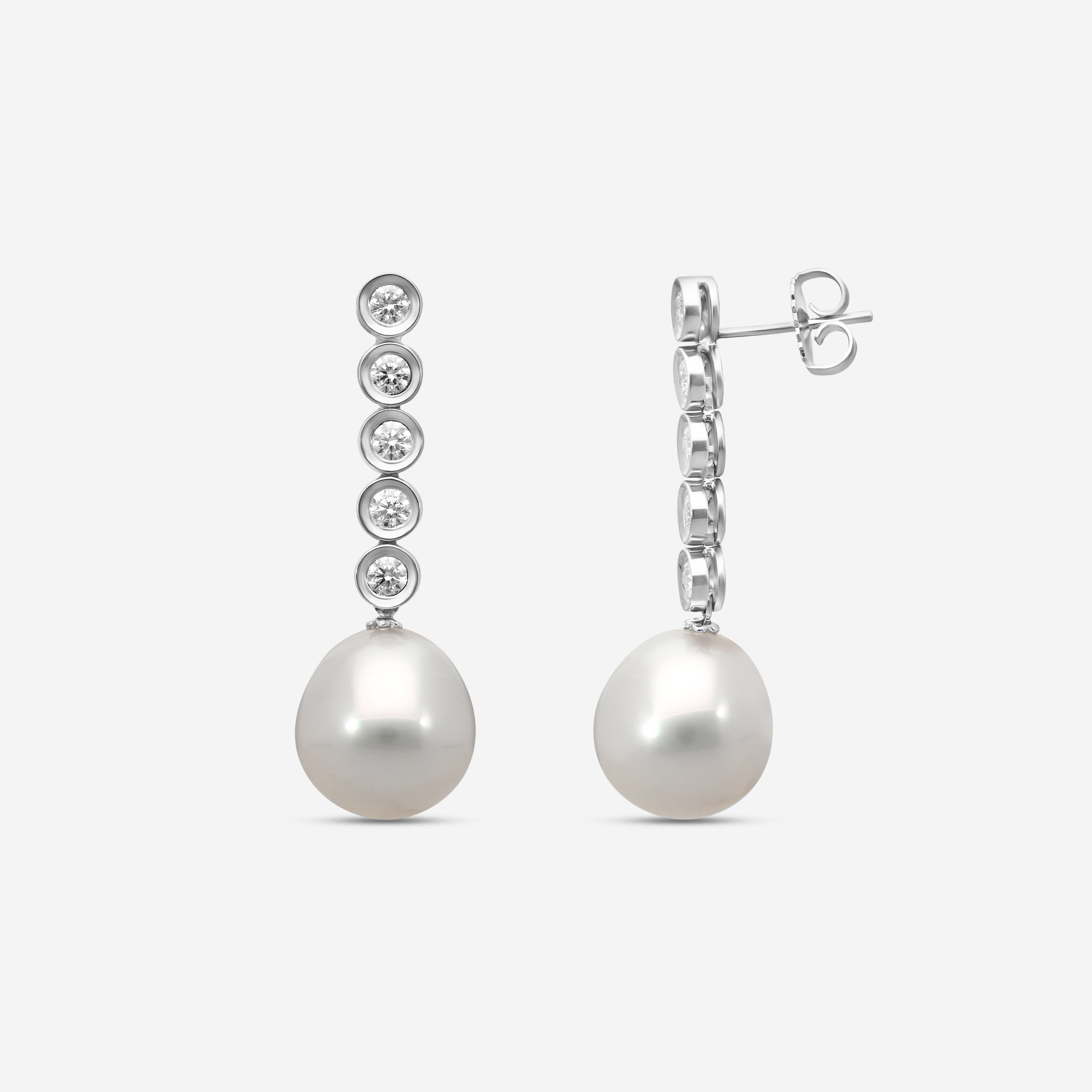 Assael 18K White Gold Diamond & South Sea Cultured Pearl Drop Earrings E5898 - THE SOLIST