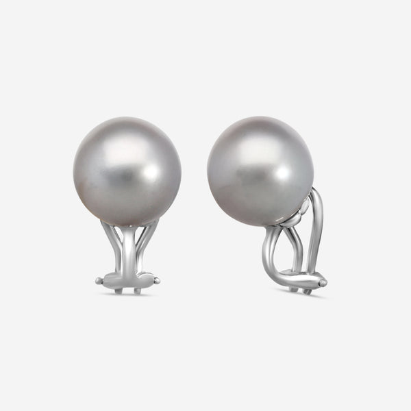 Assael 18K White Gold Tahitian Cultured Pearl Clip Earrings E6651 - THE SOLIST