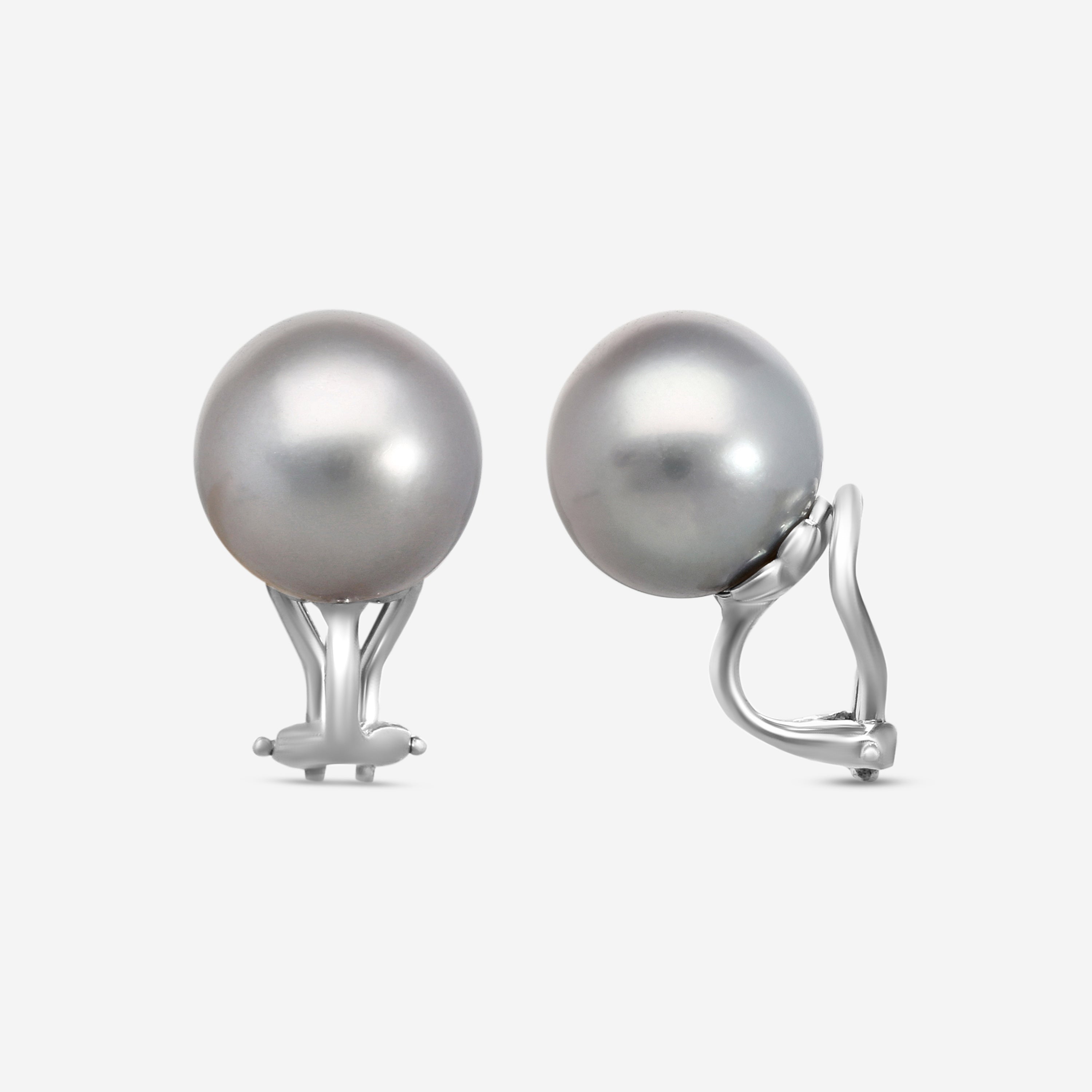 Assael 18K White Gold Tahitian Cultured Pearl Clip Earrings E6651 - THE SOLIST