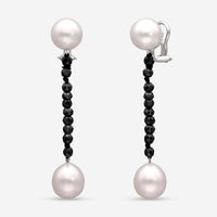 Assael 18K White Gold, Black Spinel 9.00ct. tw. and South Sea Pearl French Clip Earrings E6717