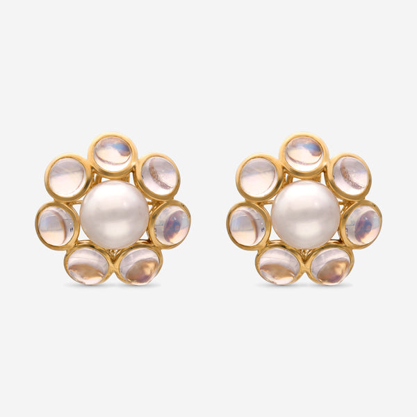 Assael 18K Yellow Gold, Tahitian Cultured Pearl and Moonstone Huggie Earrings E6743 - THE SOLIST