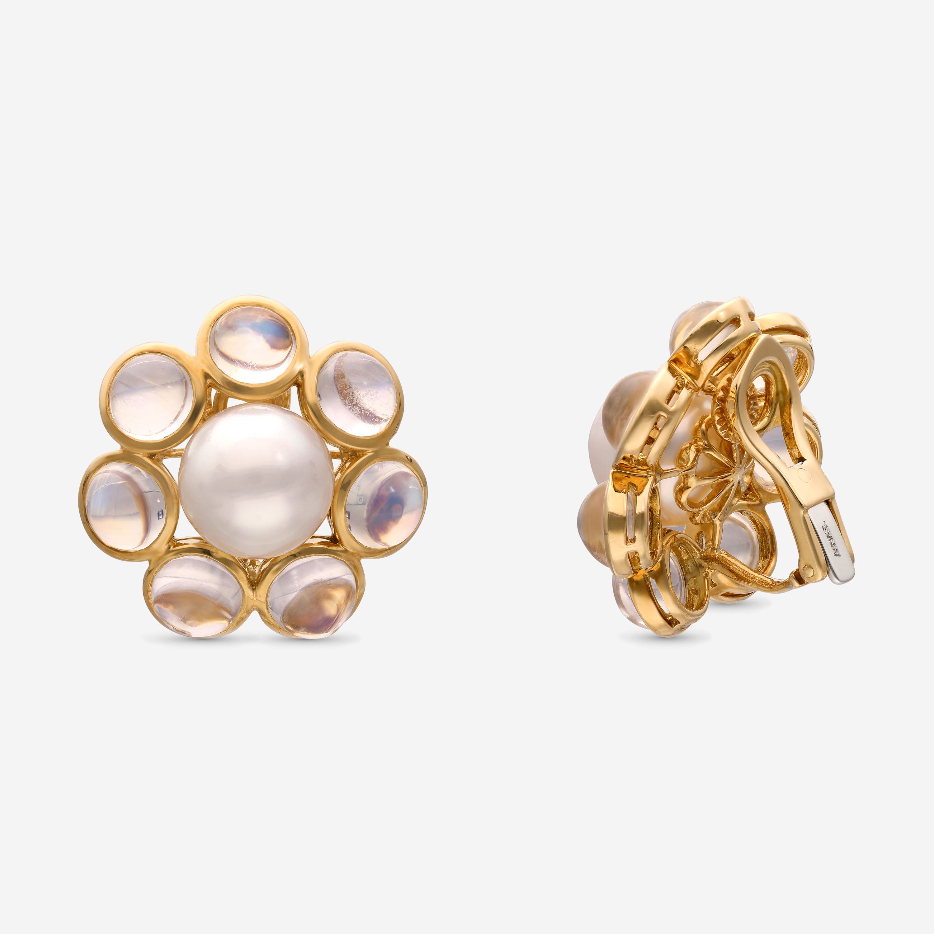 Assael 18K Yellow Gold, Tahitian Cultured Pearl and Moonstone Huggie Earrings E6743 - THE SOLIST